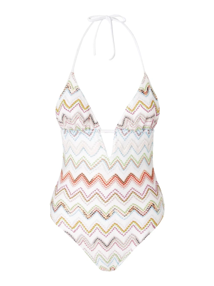 ZIG ZAG LAMÉ ONE-PIECE SWIMSUIT