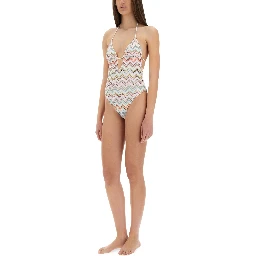 ZIG ZAG LAMÉ ONE-PIECE SWIMSUIT