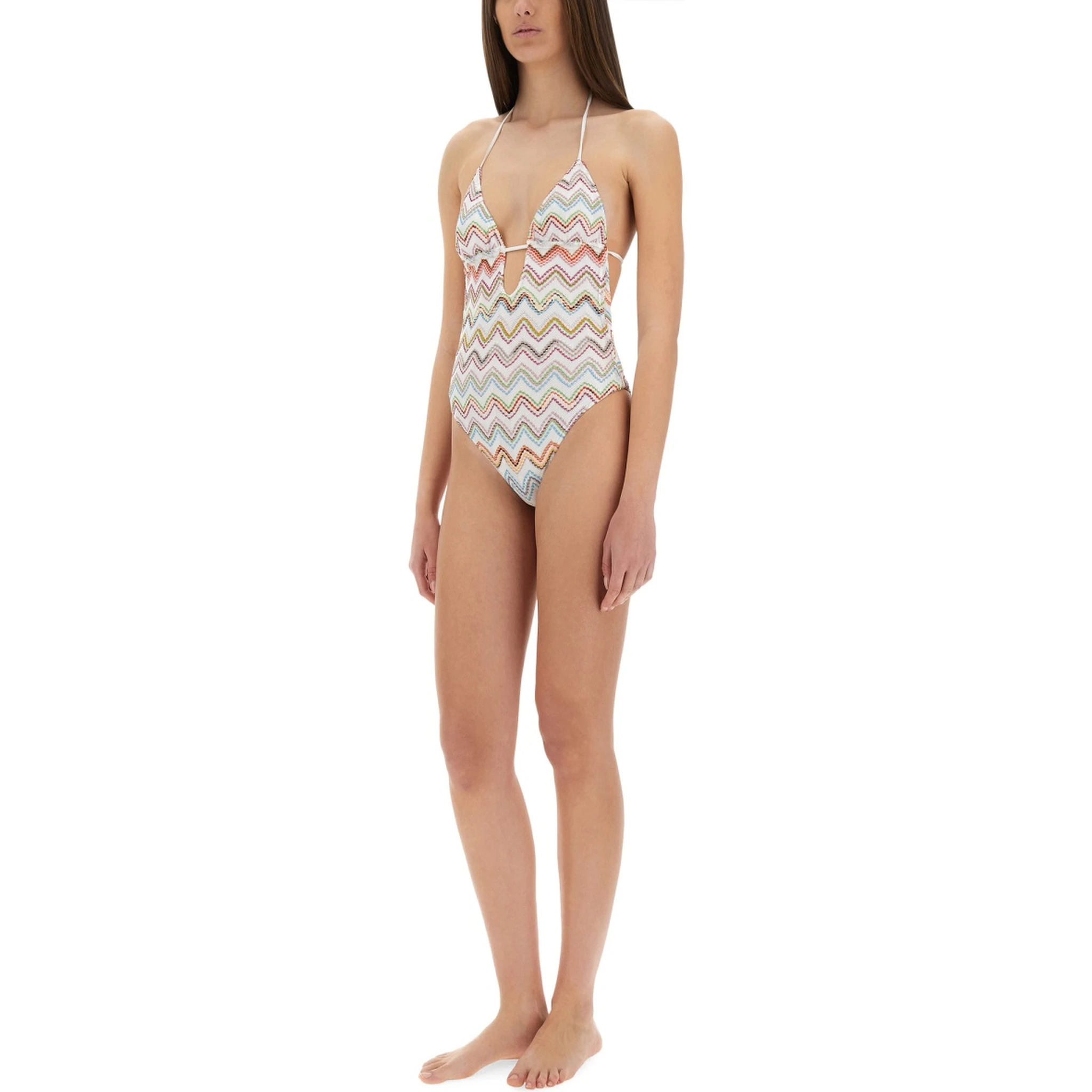 ZIG ZAG LAMÉ ONE-PIECE SWIMSUIT