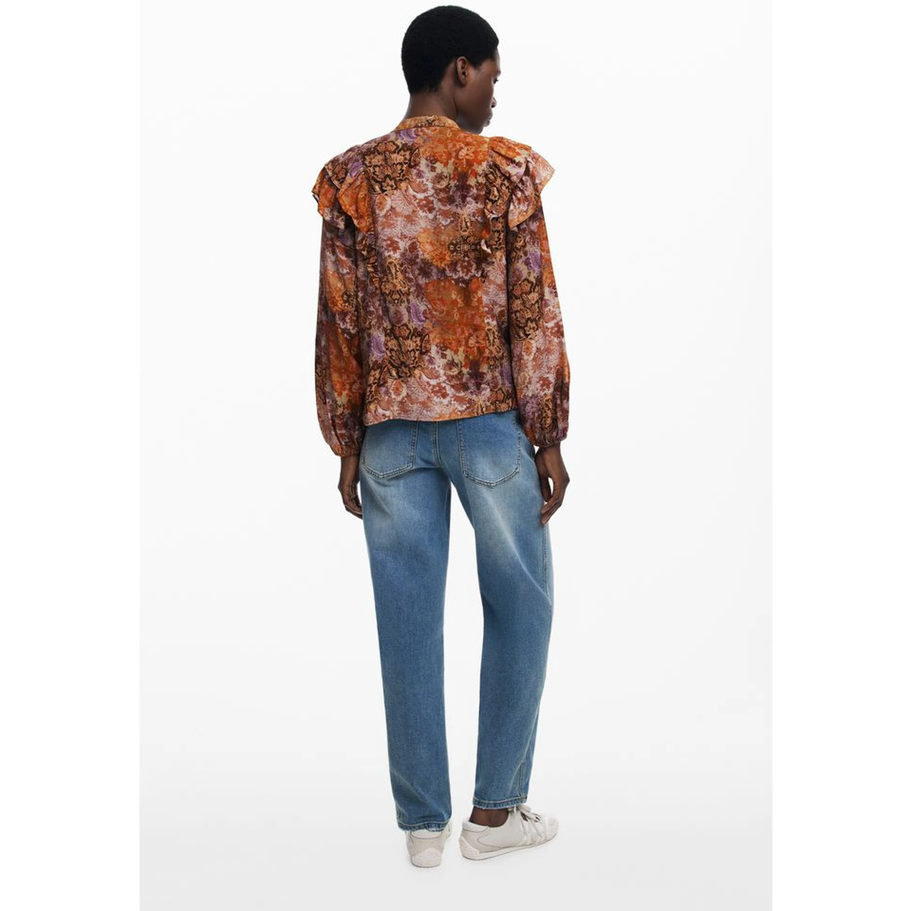 Orange Viscose Women Shirt
