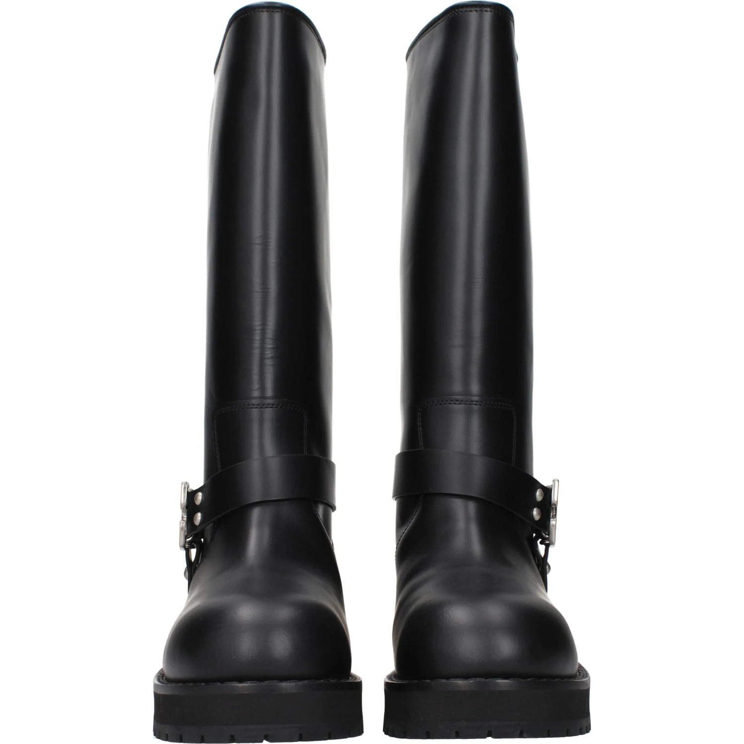 Black Leather Flat Boots