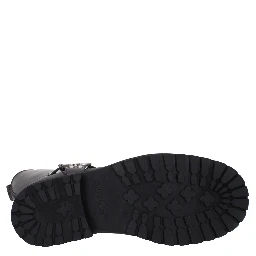 Black Leather Flat Boots