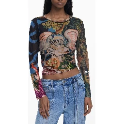 Black Polyester Women T-Shirt
