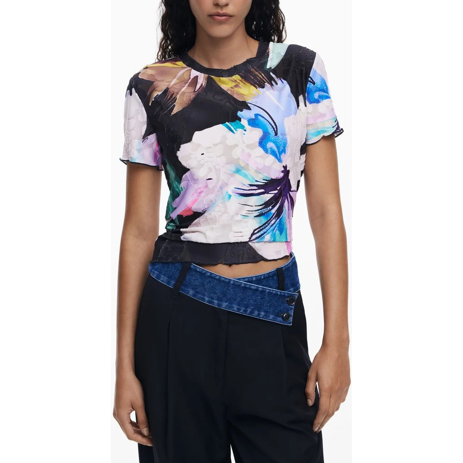 Black Polyester Women T-Shirt