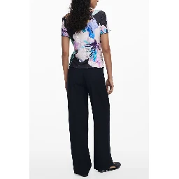 Black Polyester Women T-Shirt