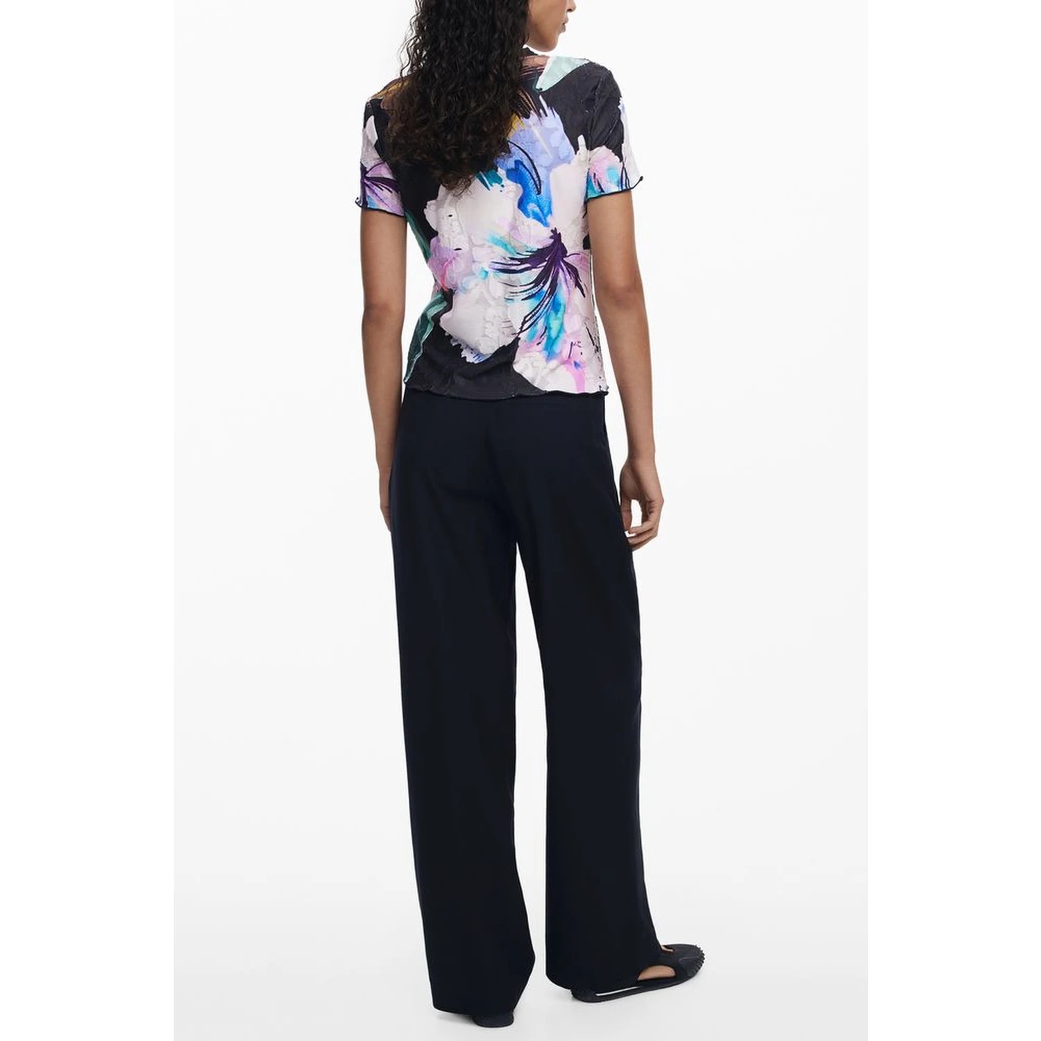 Black Polyester Women T-Shirt