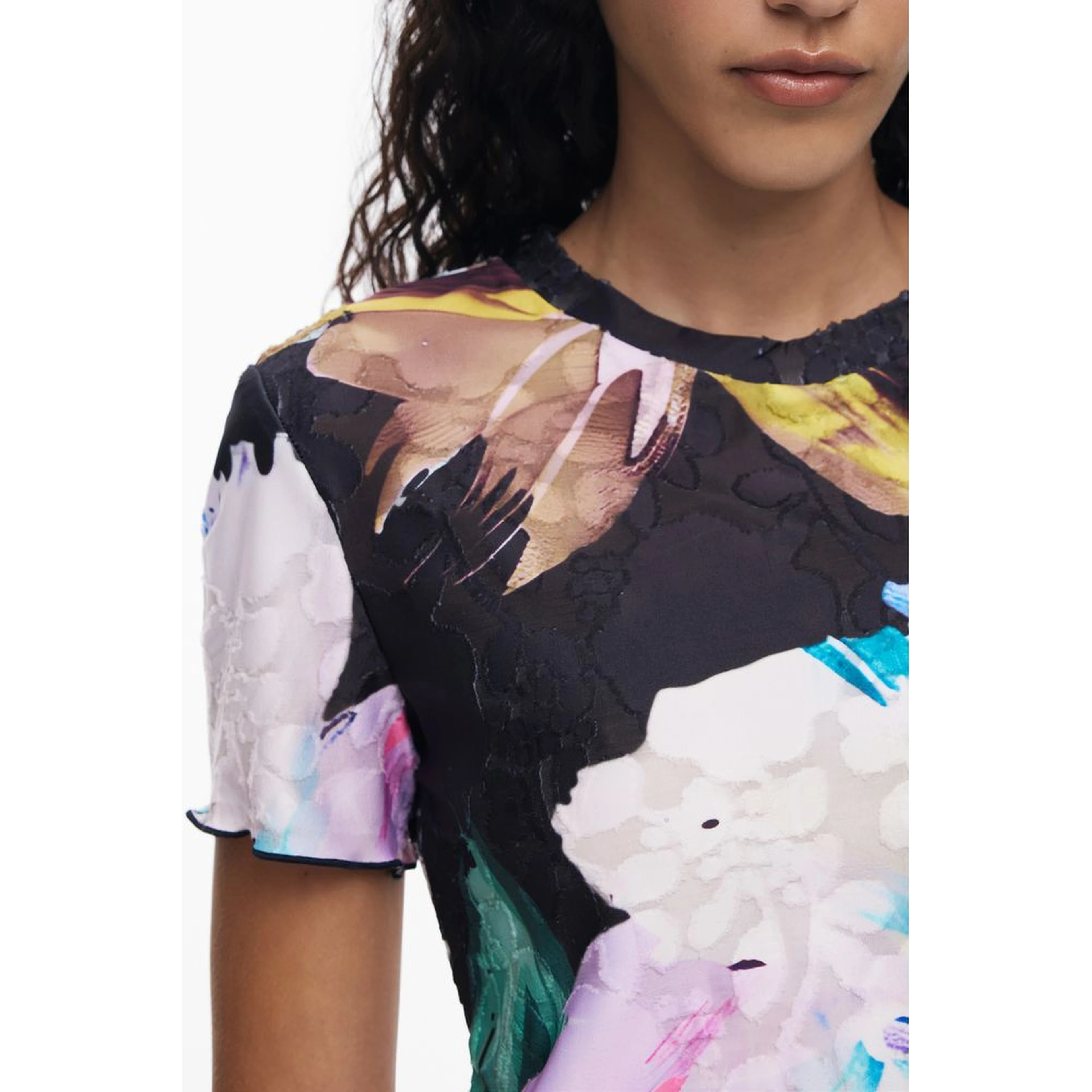 Black Polyester Women T-Shirt