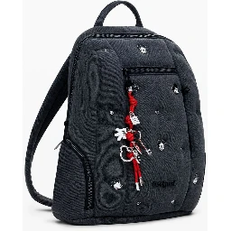 Gray Polyester Women Backpack