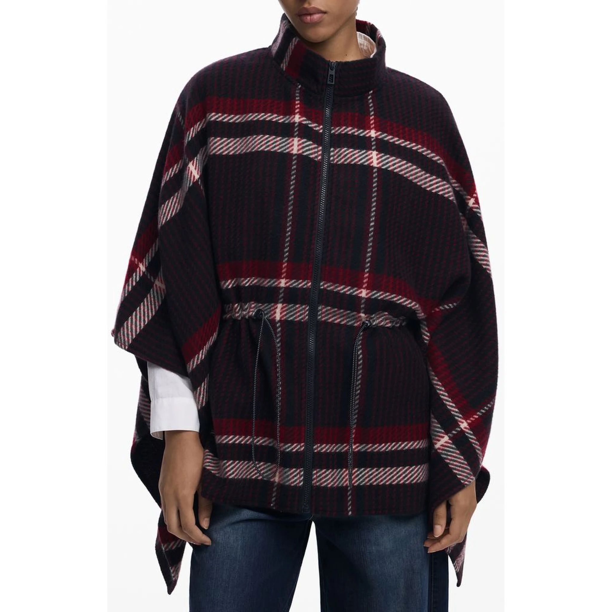 Black Polyester Women Poncho
