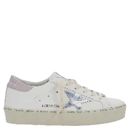Hi Star White Low Top Sneakers with Laminated Star Patch on the Side in Leather Woman