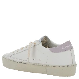 Hi Star White Low Top Sneakers with Laminated Star Patch on the Side in Leather Woman