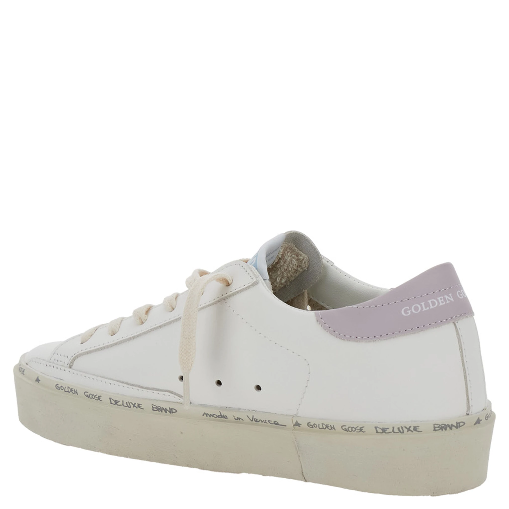 Hi Star White Low Top Sneakers with Laminated Star Patch on the Side in Leather Woman