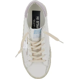 Hi Star White Low Top Sneakers with Laminated Star Patch on the Side in Leather Woman
