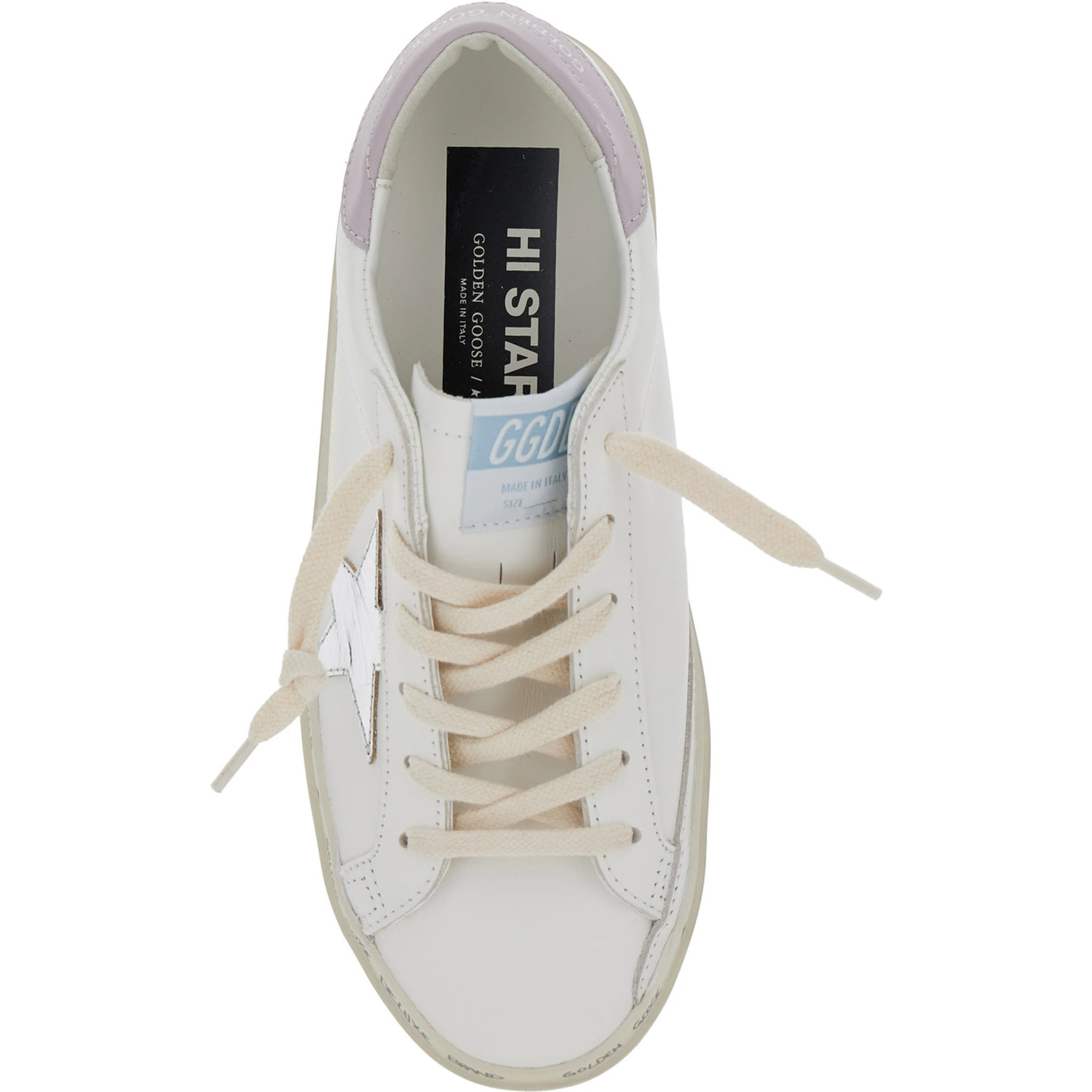 Hi Star White Low Top Sneakers with Laminated Star Patch on the Side in Leather Woman