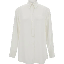Rovigo White Shirt with Pointed Collar in Silk Woman