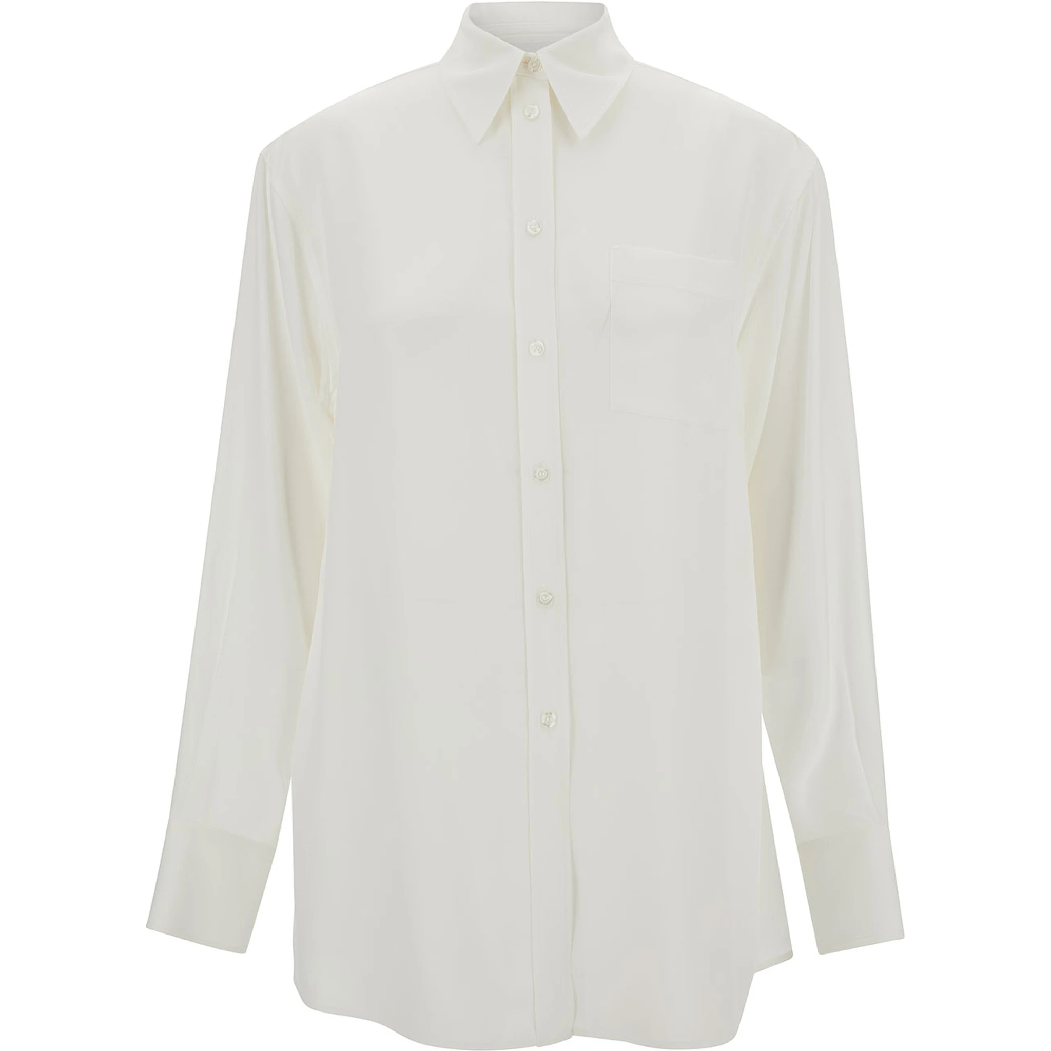 Rovigo White Shirt with Pointed Collar in Silk Woman