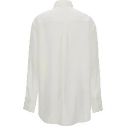 Rovigo White Shirt with Pointed Collar in Silk Woman