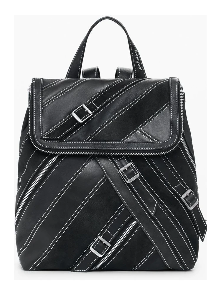 Black Polyethylene Women Backpack