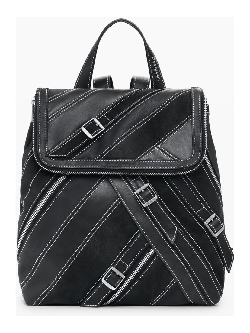 Black Polyethylene Women Backpack