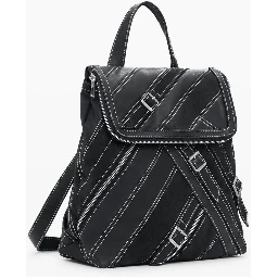 Black Polyethylene Women Backpack