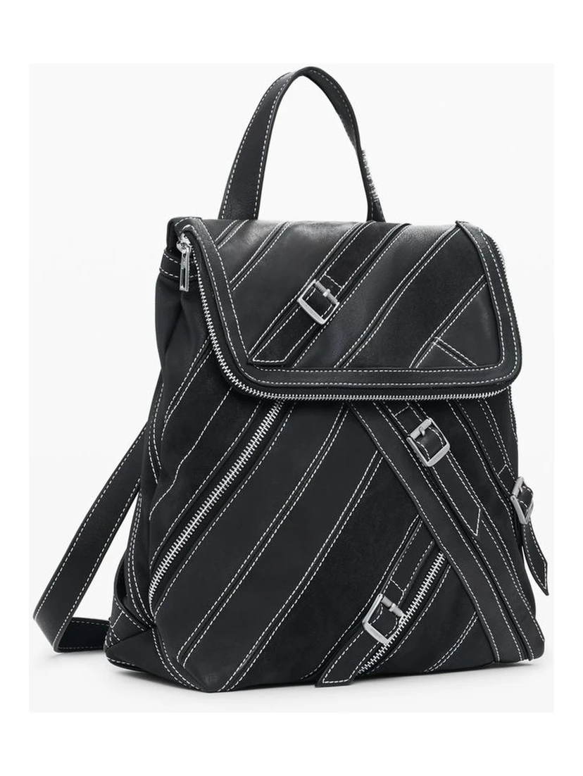 Black Polyethylene Women Backpack