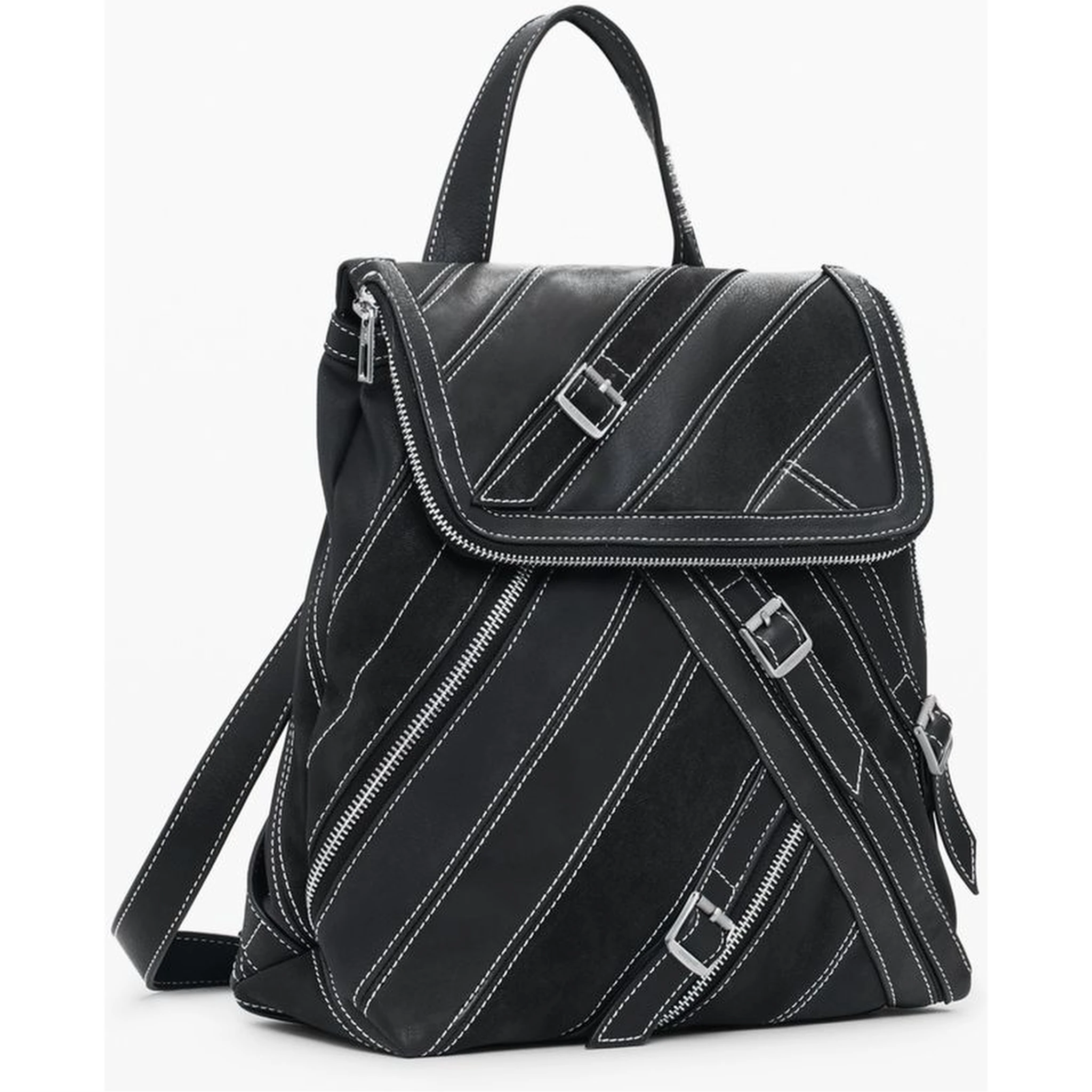 Black Polyethylene Women Backpack