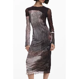 Brown Polyester Women Dress