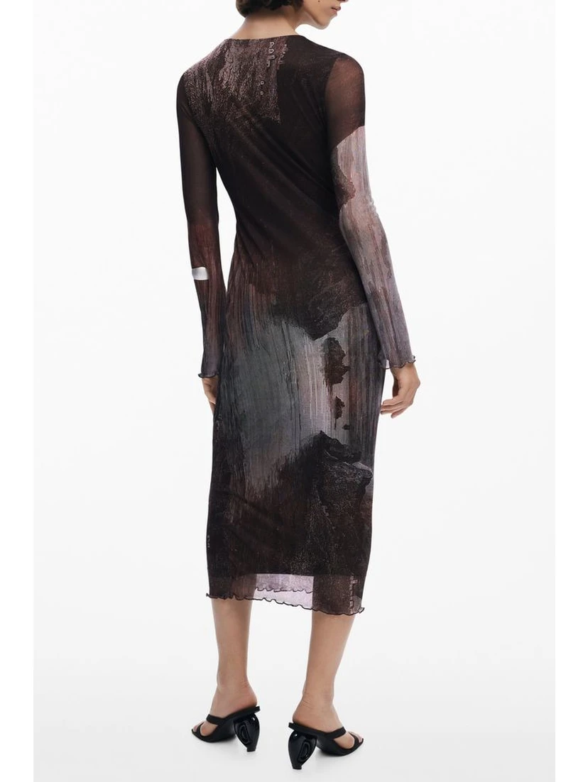Brown Polyester Women Dress