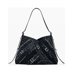Black Polyethylene Women Handbag