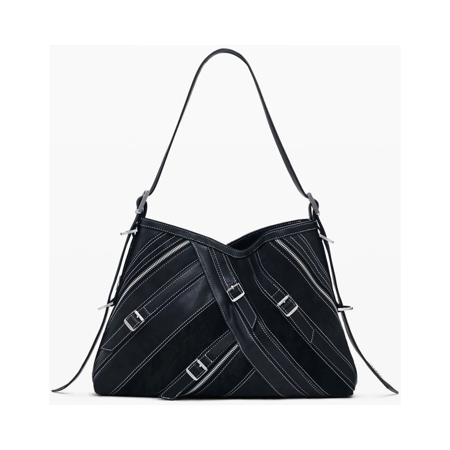 Black Polyethylene Women Handbag