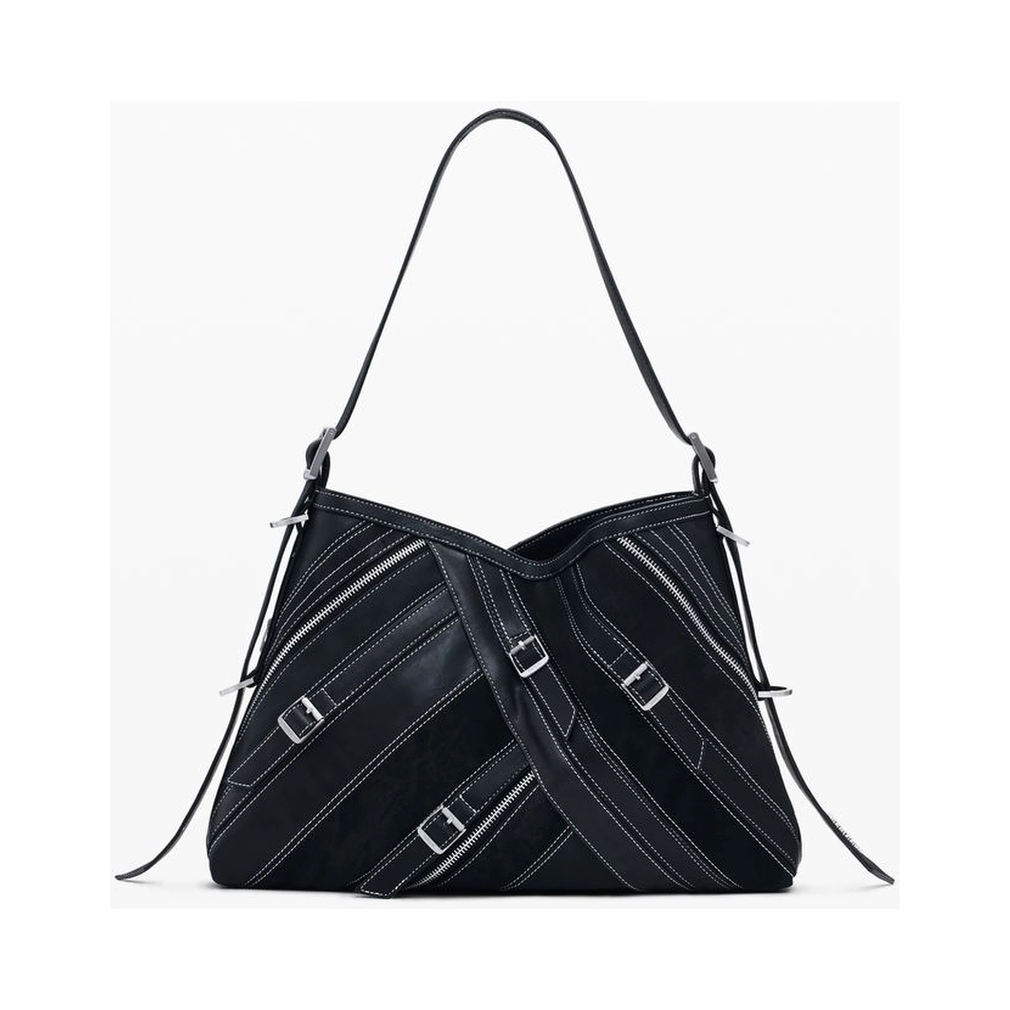 Black Polyethylene Women Handbag