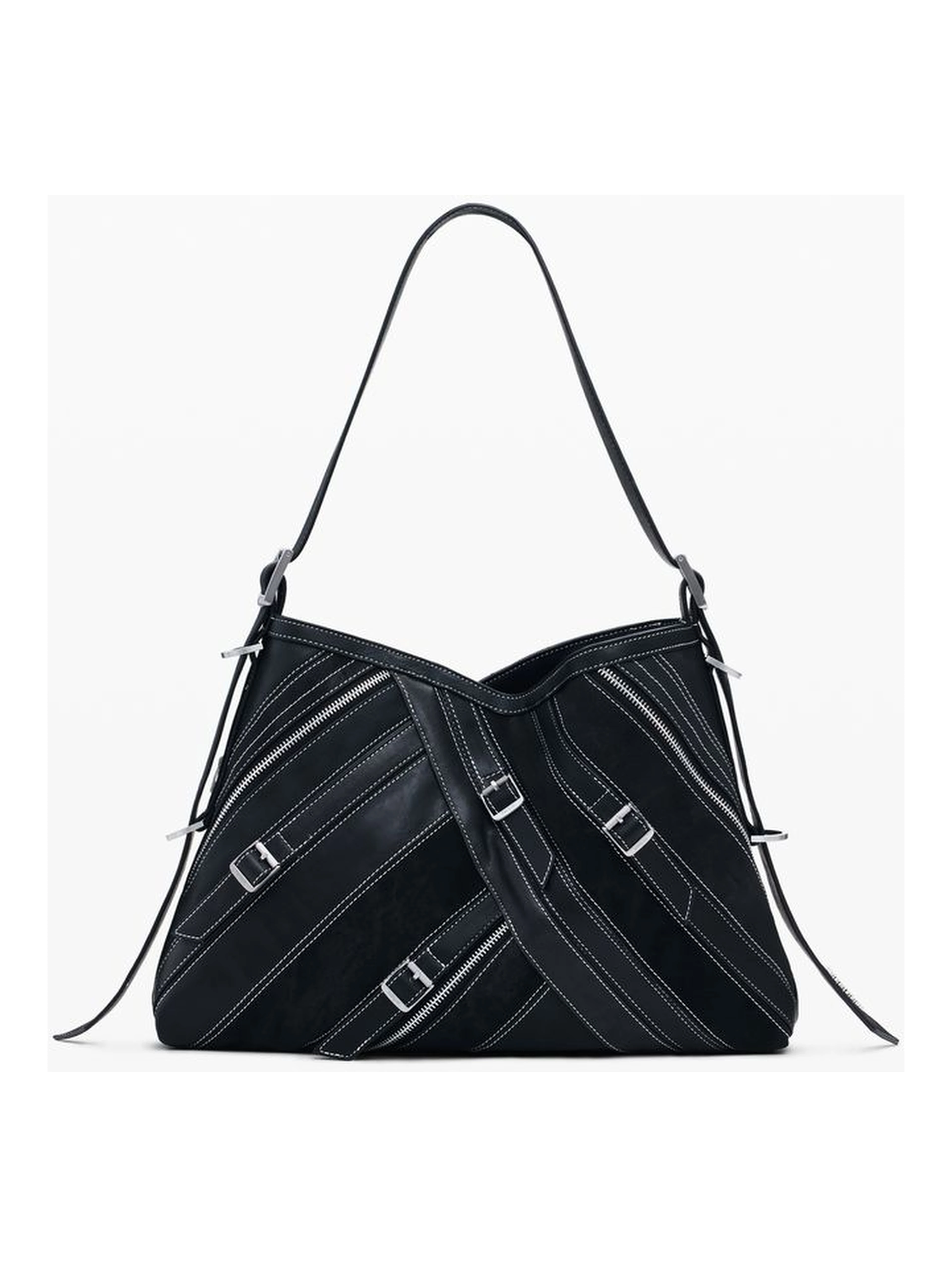 Black Polyethylene Women Handbag