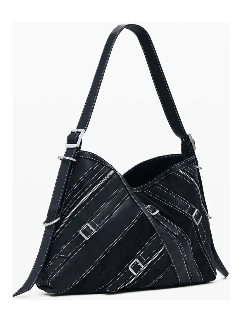 Black Polyethylene Women Handbag