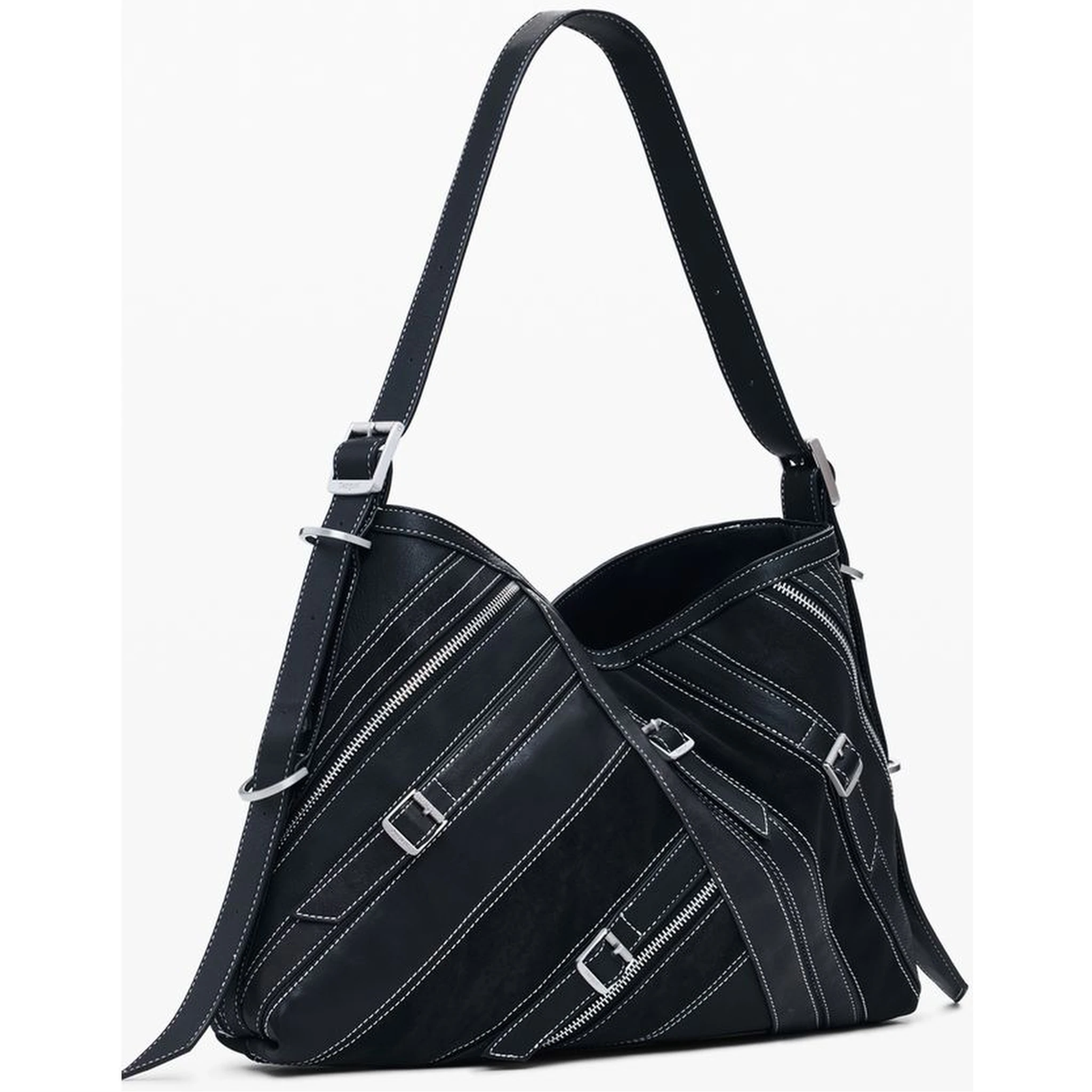 Black Polyethylene Women Handbag