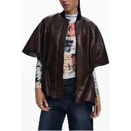 Brown Polyethylene Women Poncho