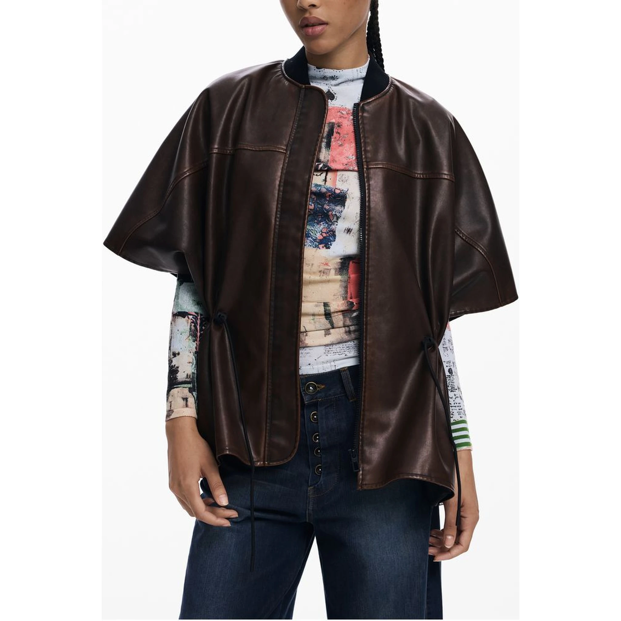 Brown Polyethylene Women Poncho