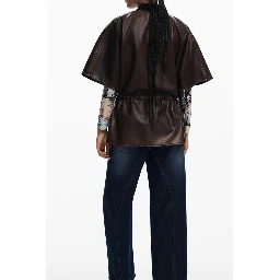 Brown Polyethylene Women Poncho