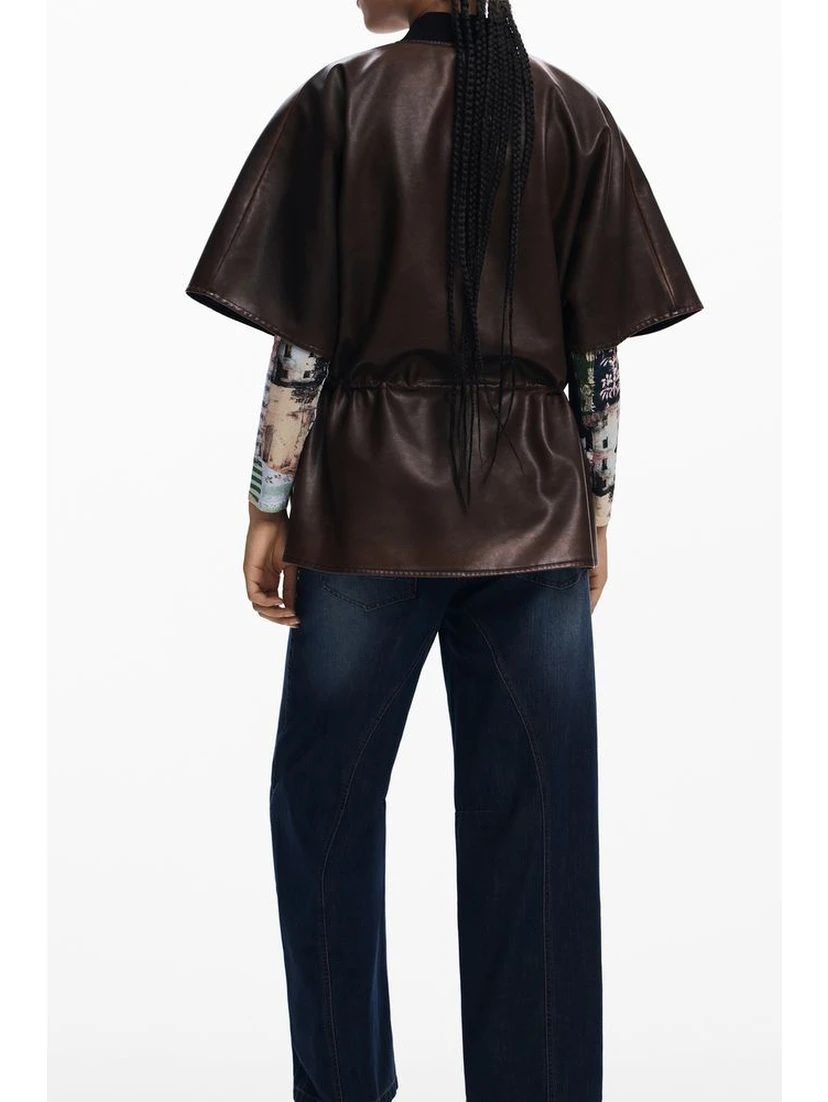 Brown Polyethylene Women Poncho