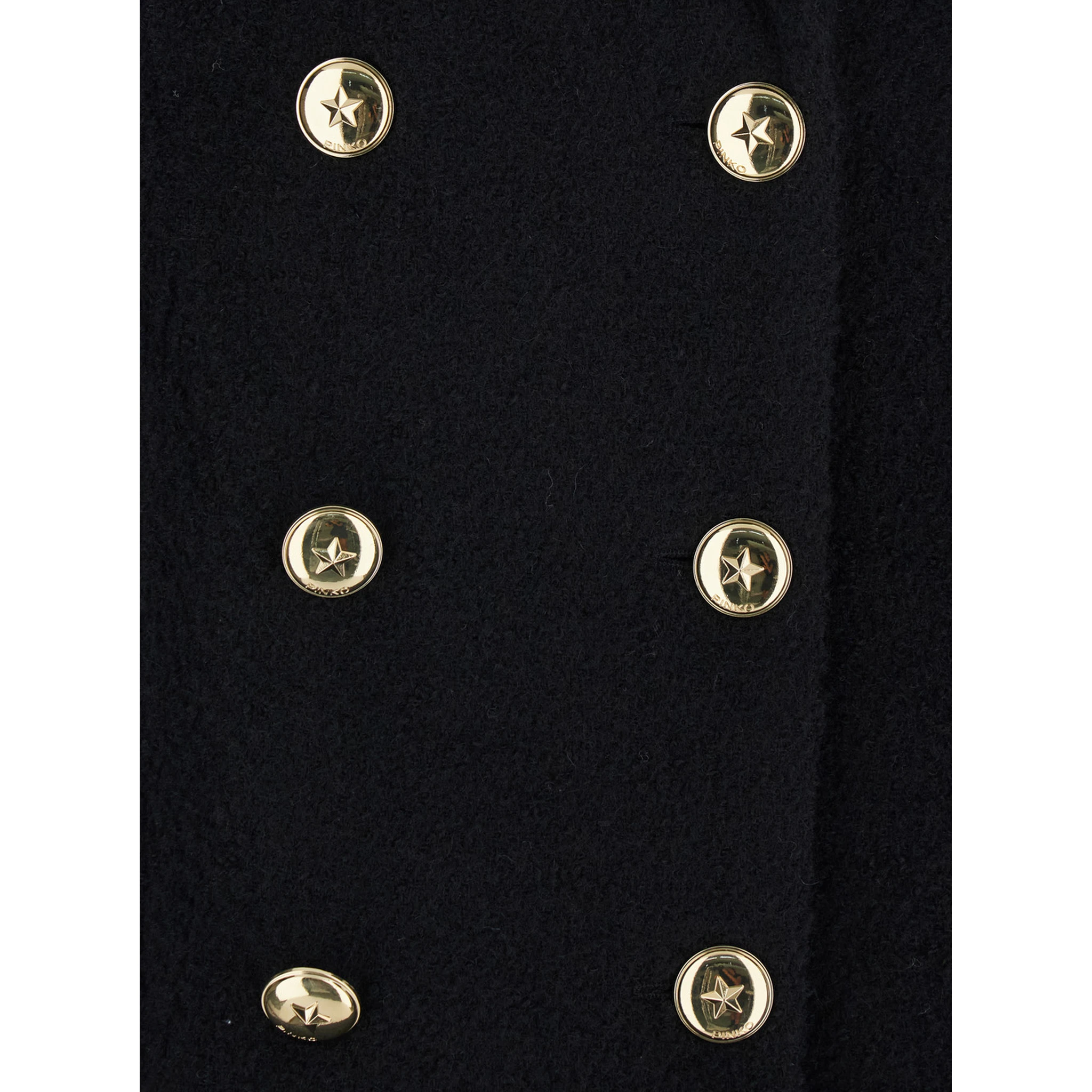 Canederli Black Double-Breasted Coat with Wide Notched Revers in Wool Woman