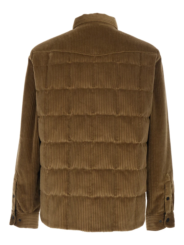Gelt Beige Jacket with Classic Collar and Logo Patch on the Sleeve in Corduroy Man alternative