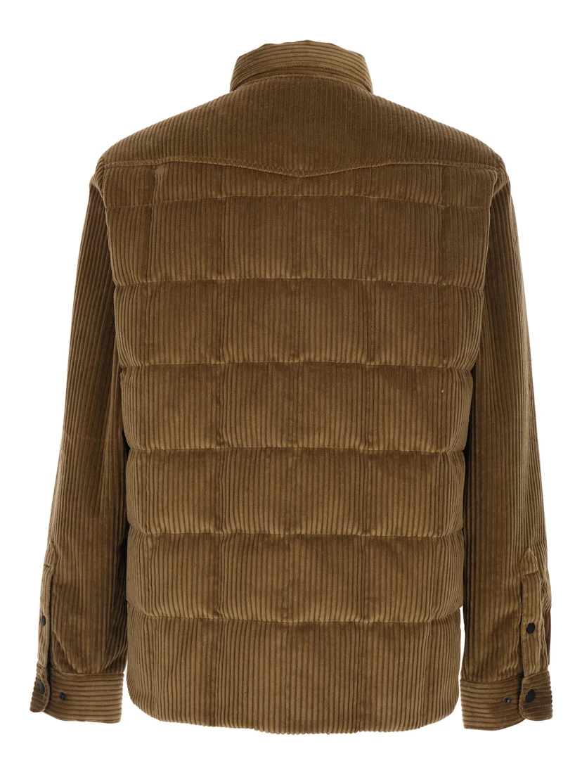 Gelt Beige Jacket with Classic Collar and Logo Patch on the Sleeve in Corduroy Man