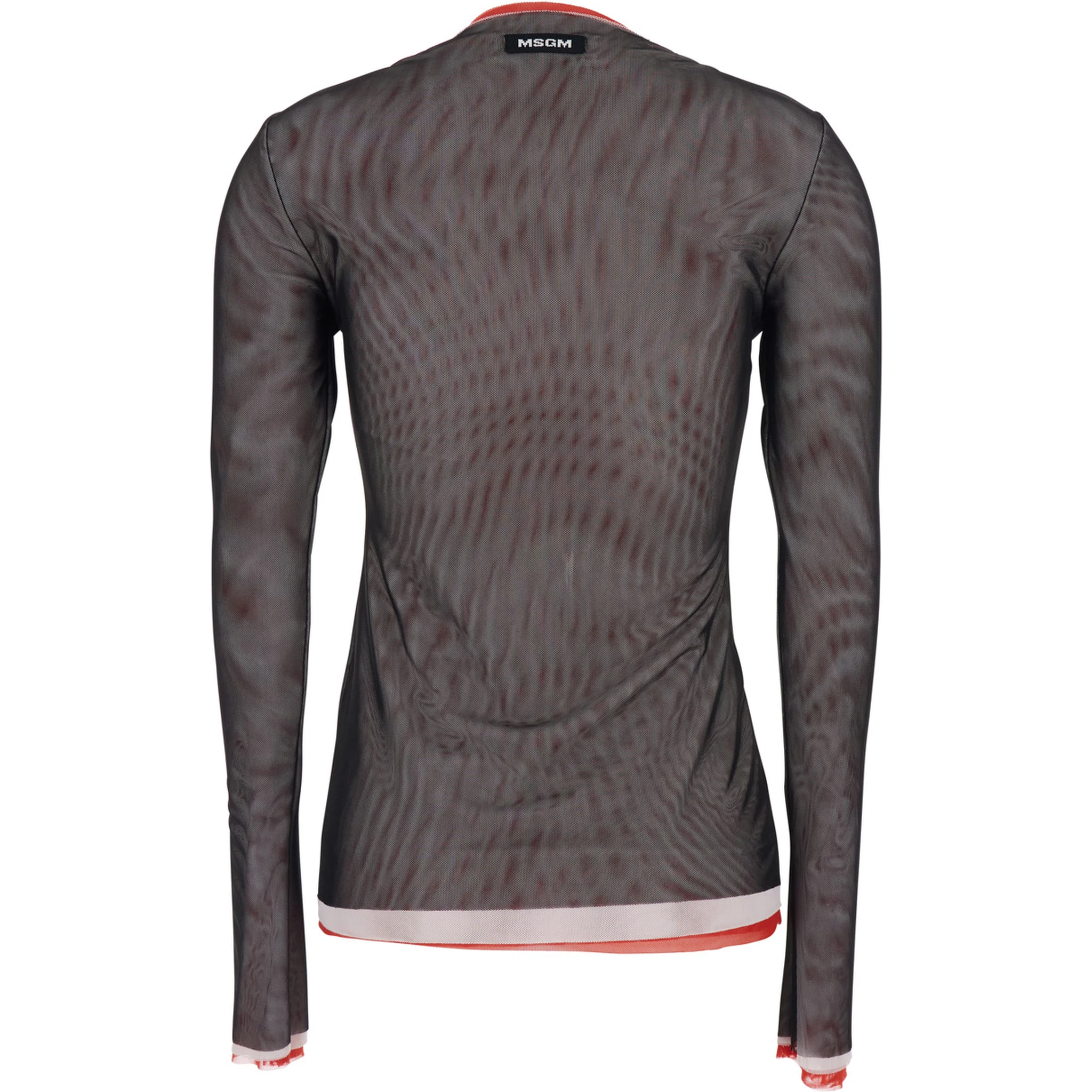 Black Crew Neck Blouse with Side Slit in Tech Fabric Woman