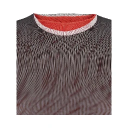 Black Crew Neck Blouse with Side Slit in Tech Fabric Woman