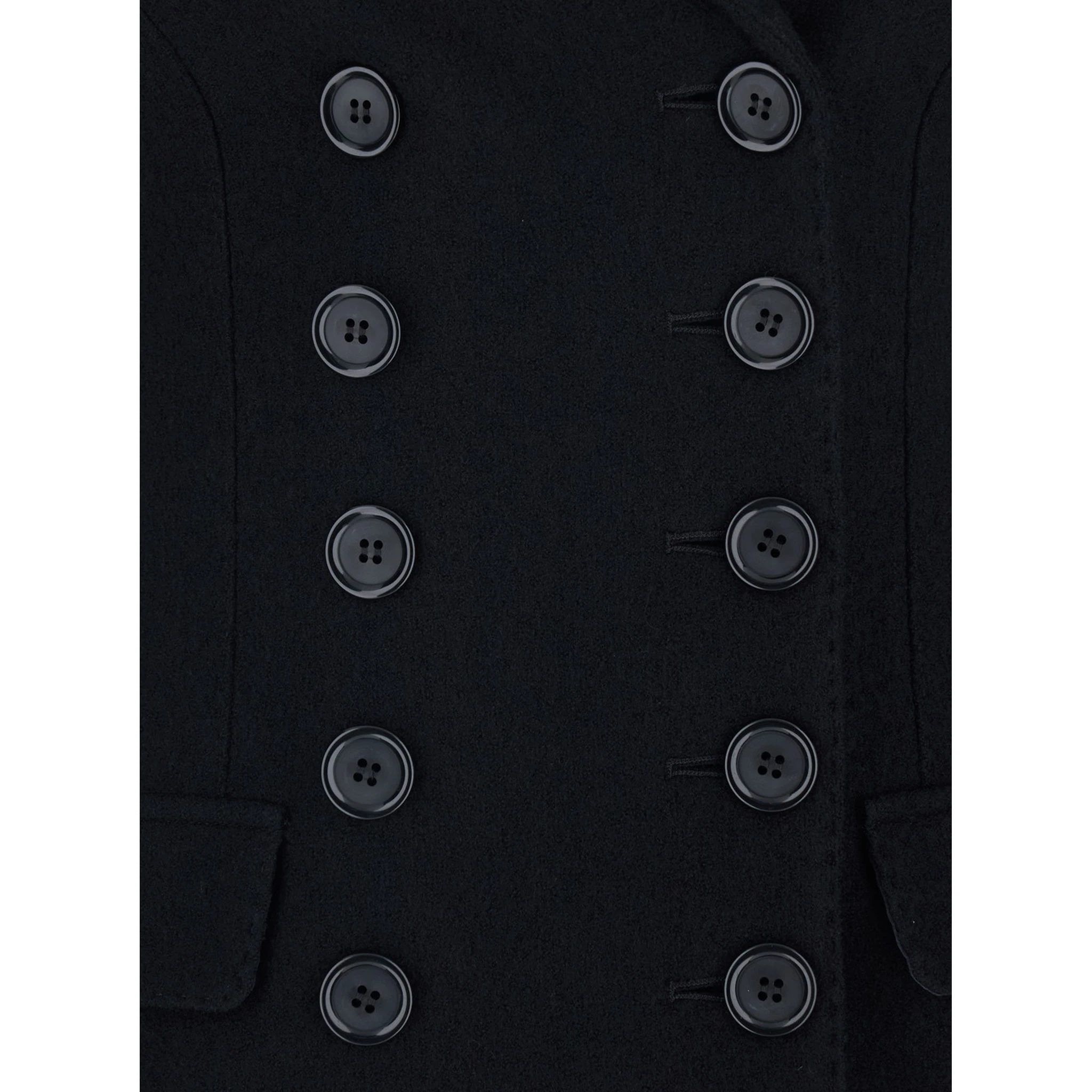 Black Double-breasted Blazer with Peak Revers in Wool Woman