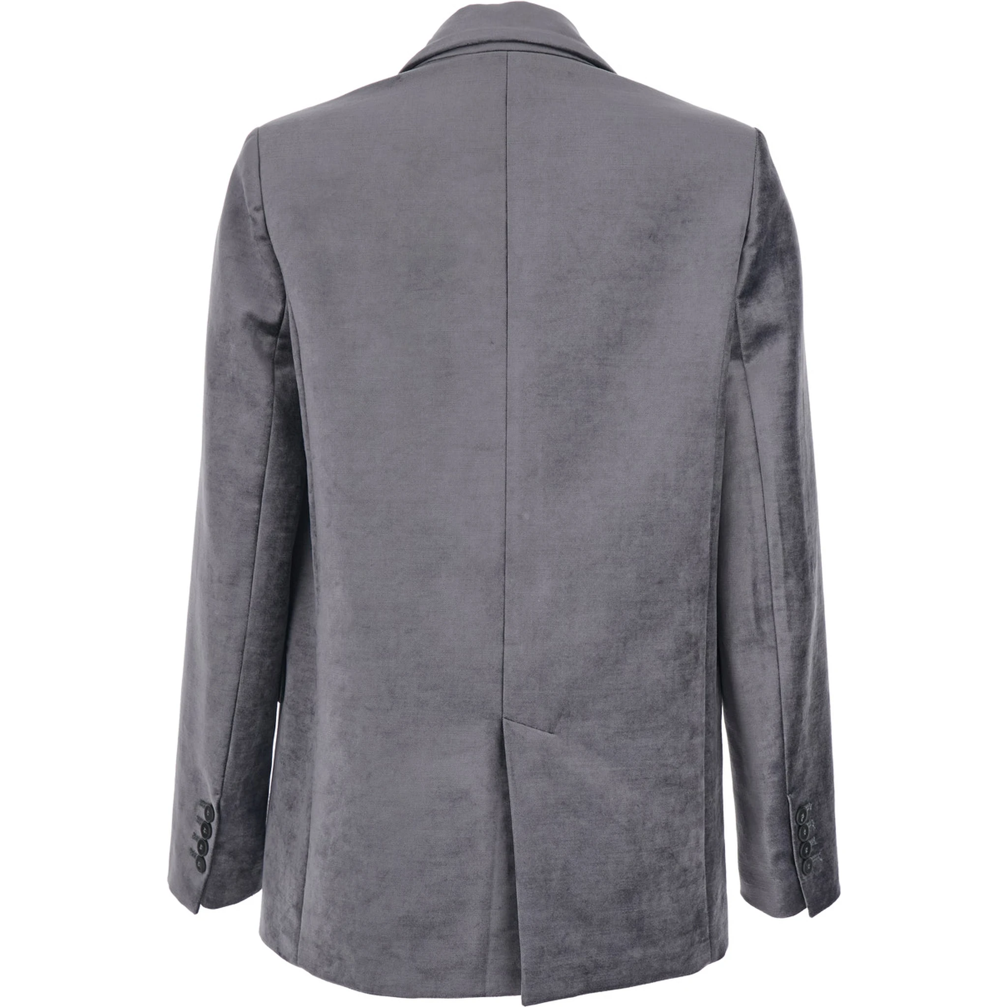 Grey Single-Breasted Jacket with Classic Lapels in Velvet Woman