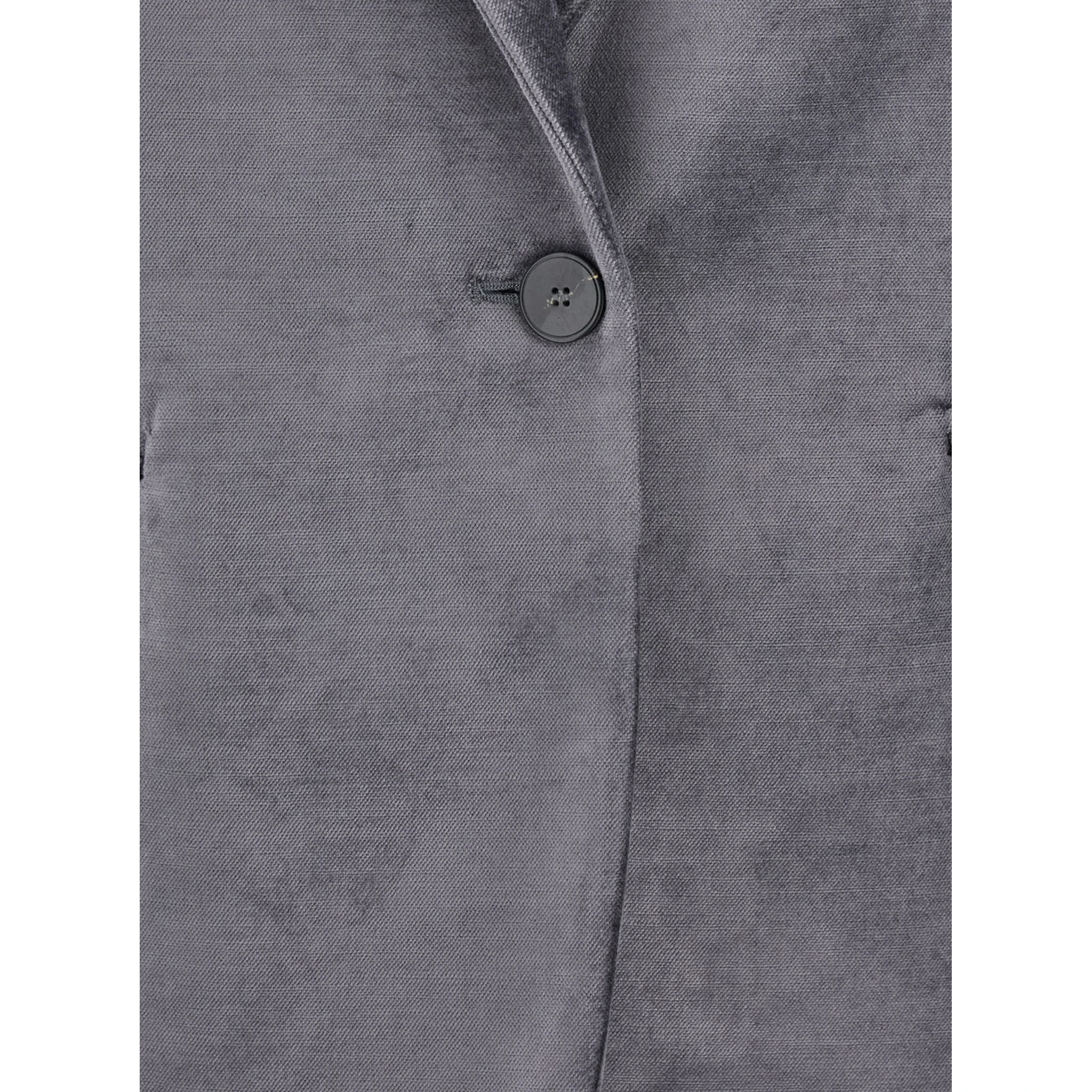 Grey Single-Breasted Jacket with Classic Lapels in Velvet Woman