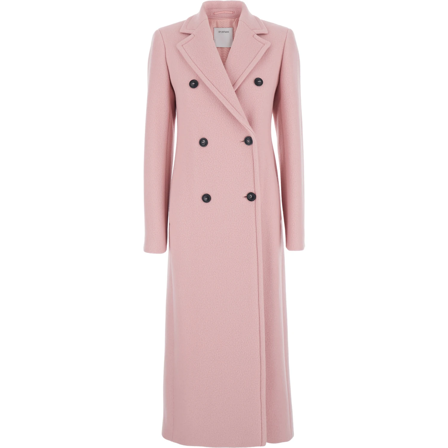 Pink Coat with Double-breasted Fastening in Virgin Wool Woman