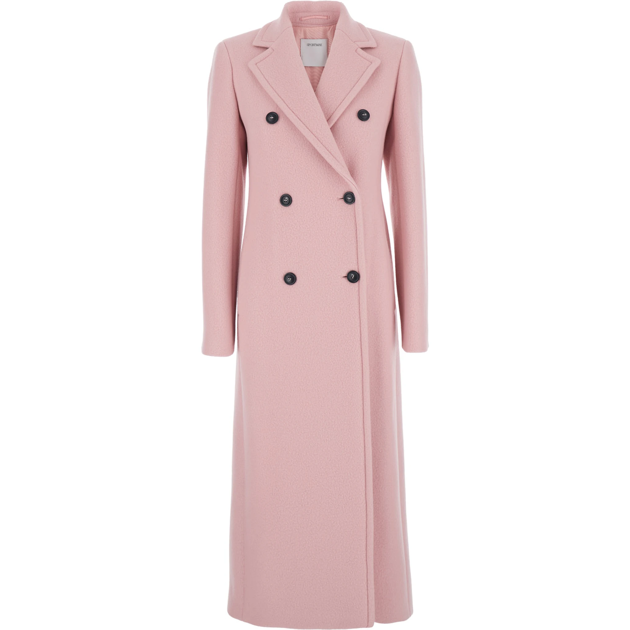 Pink Coat with Double-breasted Fastening in Virgin Wool Woman