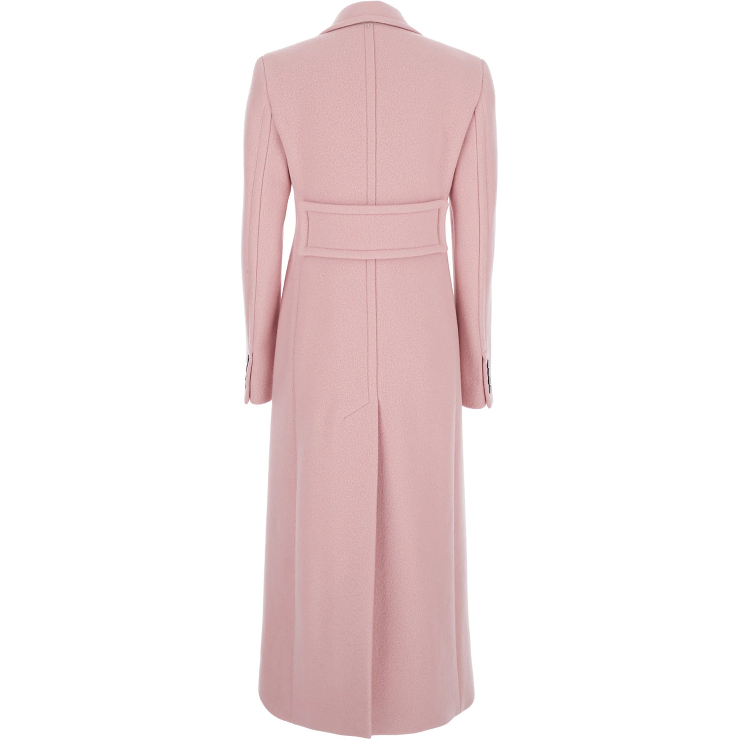Pink Coat with Double-breasted Fastening in Virgin Wool Woman