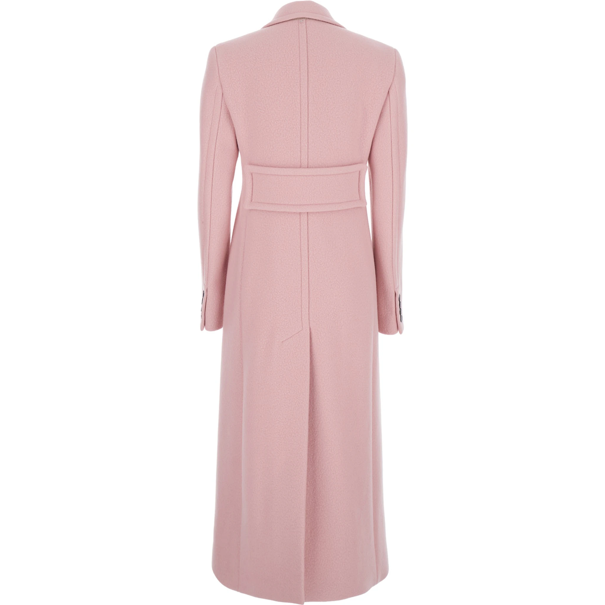 Pink Coat with Double-breasted Fastening in Virgin Wool Woman